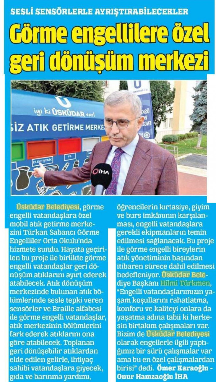 Görme Engellilere Özel Geri Dönüşüm Merkezi