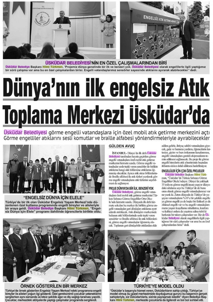 Dünya'nın İlk Engelsiz Atık Toplama Merkezi Üsküdar'da