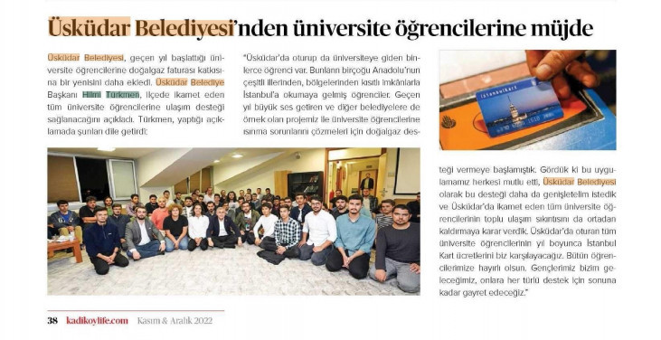 Üsküdar Belediyesi'nden Üniversite Öğrencilerine Müjde