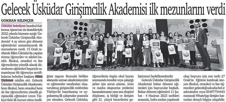 Gelecek Üsküdar Girişimcilik Akademisi İlk Mezunlarını Verdi