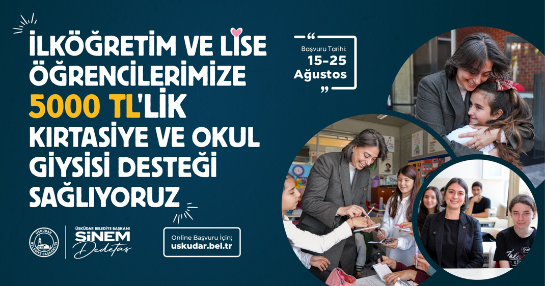 ÜSKÜDAR BELEDİYESİ'NDEN ÖĞRENCİLERE 5 BİN LİRA DESTEK