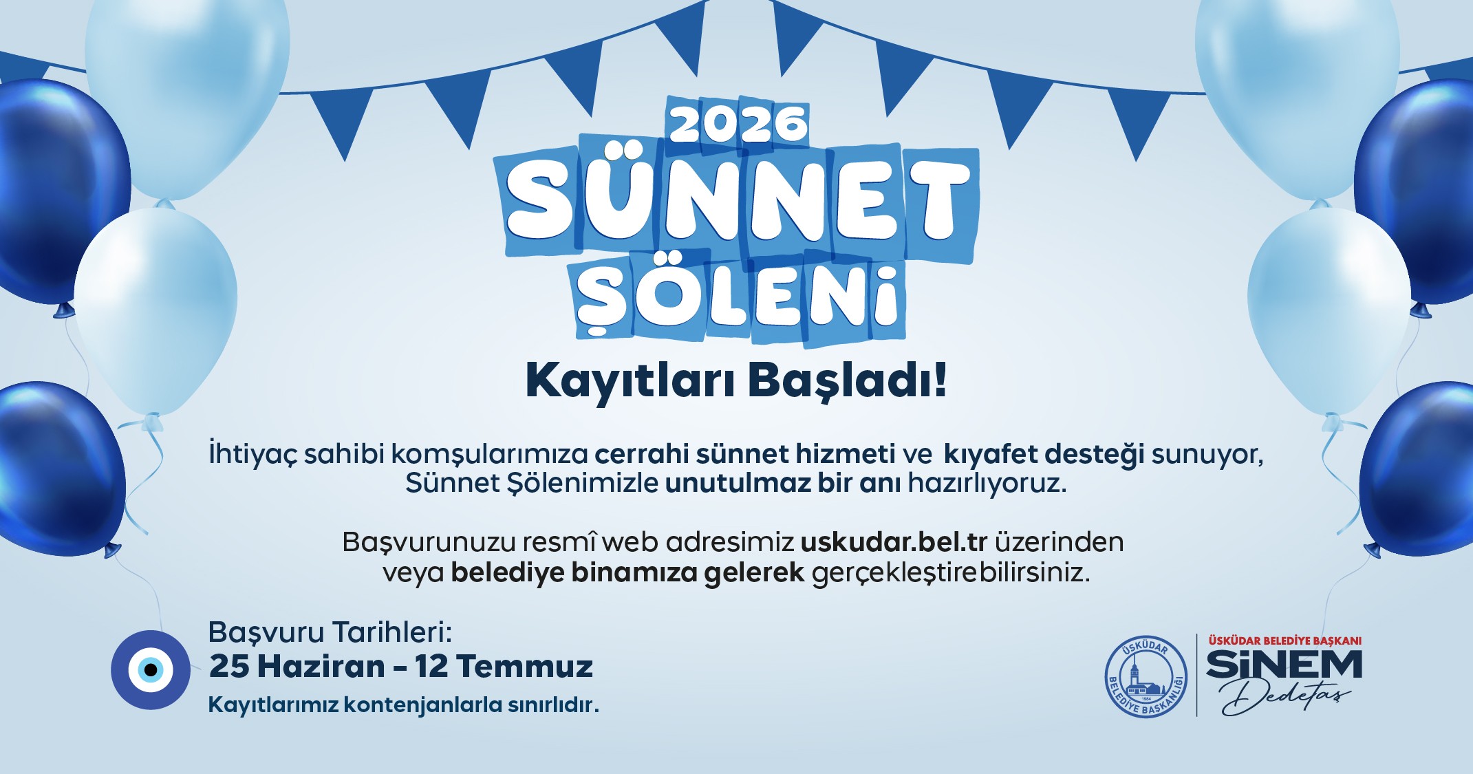 ÜSKÜDAR BELEDİYESİ'NDE 2026 SÜNNET ŞÖLENİ İÇİN KAYITLAR BAŞLADI
