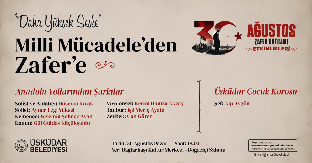 ÜSKÜDAR'DA 30 AĞUSTOS ZAFER BAYRAMI COŞKUYLA KUTLANACAK